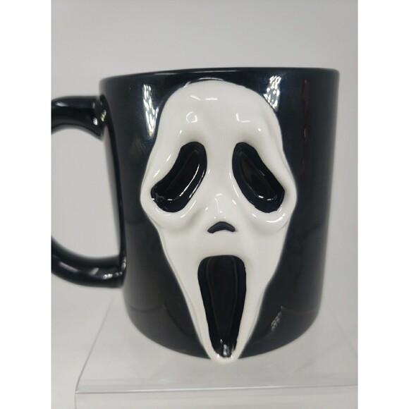 Ghost Face Coffee Mug Black White ICON of Halloween Bioworld 16 oz Scary Spooky - Picture 2 of 13